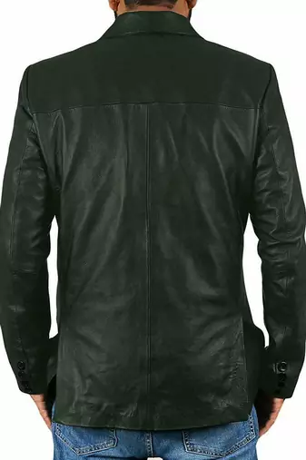Men's dark green lambskin genuine leather blazer casual sport coat