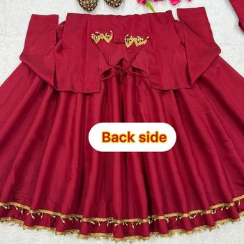 Women's maroon anarkali kurta set with embroidered dupatta 5