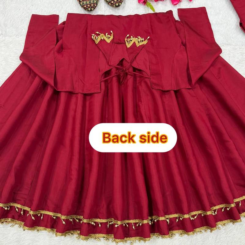Women's maroon anarkali kurta set with embroidered dupatta