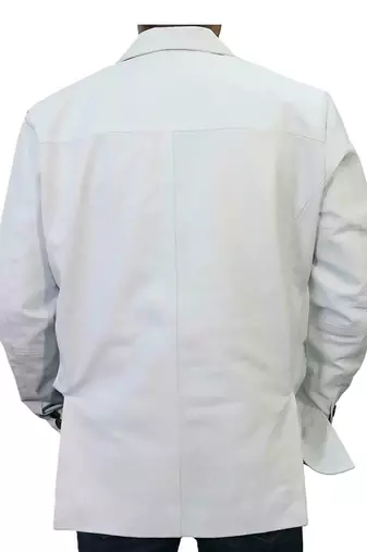 Men's white lambskin leather blazer smart casual jacket