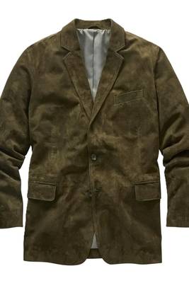 Men's olive soft genuine suede lambskin leather blazer sport coats 1