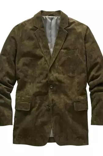 Men's olive soft genuine suede lambskin leather blazer sport coats