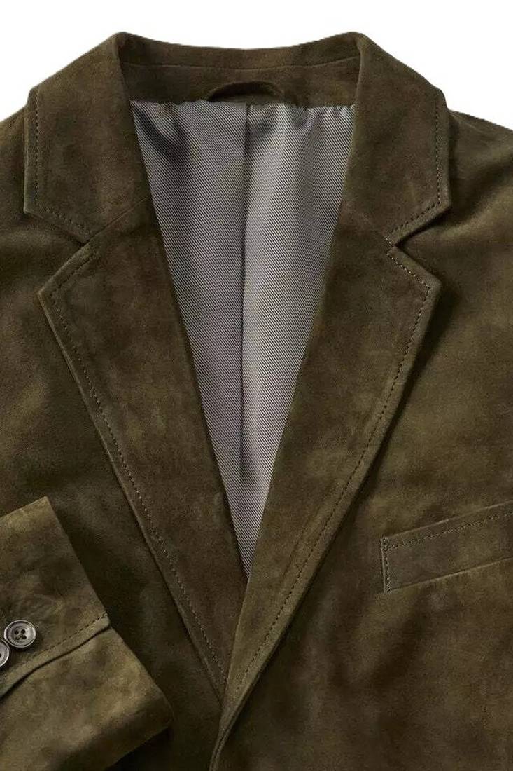 Men's olive soft genuine suede lambskin leather blazer sport coats
