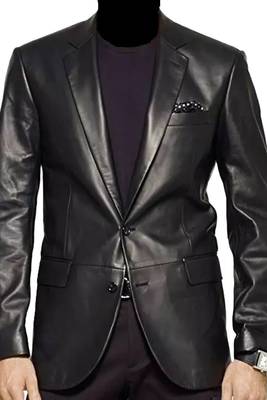 Men's black real lambskin leather blazer premium formal coat jacket 1