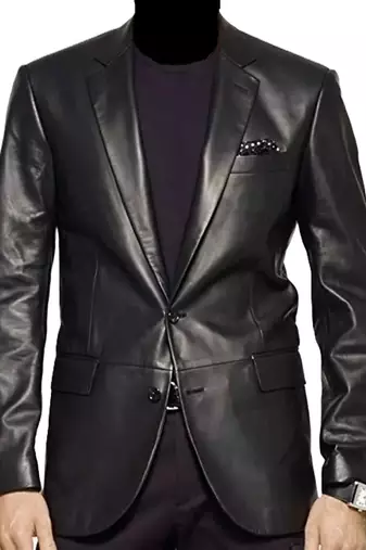 Men's black real lambskin leather blazer premium formal coat jacket