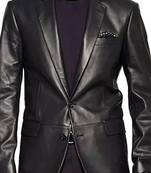 Men's black real lambskin leather blazer premium formal coat jacket