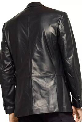 Men's black real lambskin leather blazer premium formal coat jacket 2