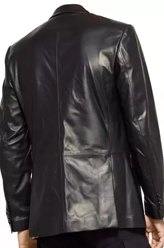 Men's black real lambskin leather blazer premium formal coat jacket