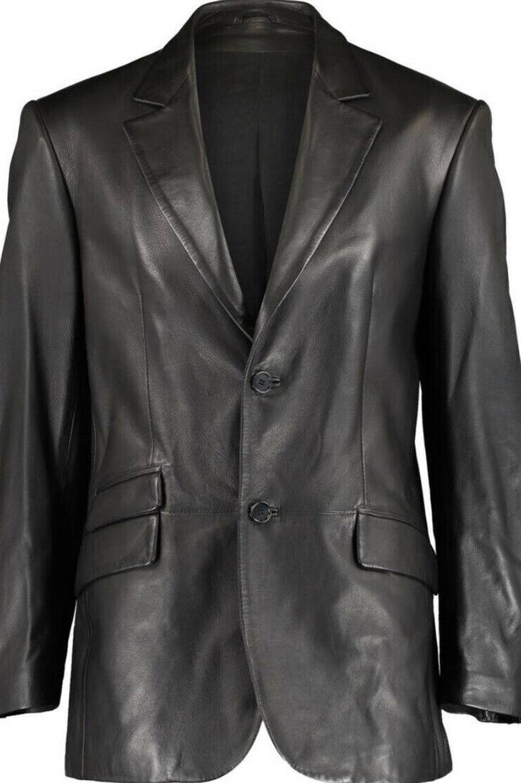 Men's lambskin black genuine leather blazer sport coat