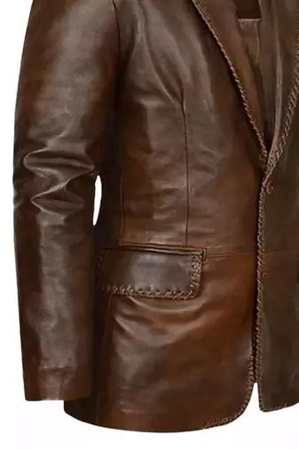 Men's brown real genuine leather blazer sport coat jackets