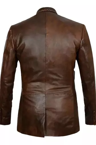 Men's brown real genuine leather blazer sport coat jackets