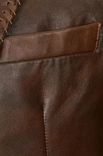 Men's brown real genuine leather blazer sport coat jackets
