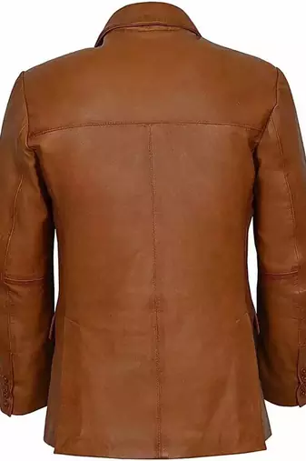 Men's tan lambskin genuine leather two button blazer sport coat