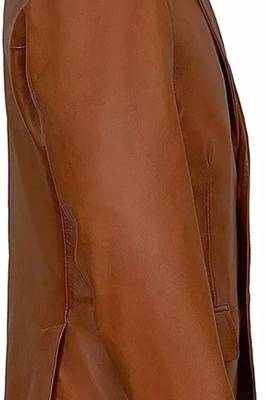 Men's tan lambskin genuine leather two button blazer sport coat 3