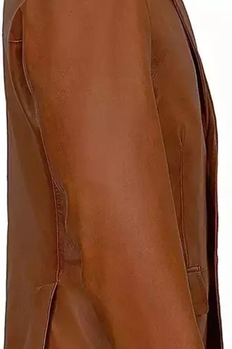 Men's tan lambskin genuine leather two button blazer sport coat