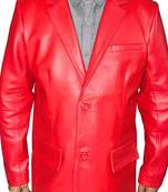 Men's red real genuine lambskin leather blazer formal sport coat
