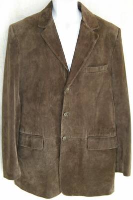 Men's lambskin brown soft suede leather two button blazer jacket 1