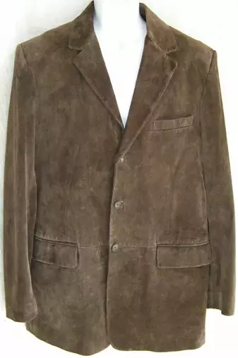 Men's lambskin brown soft suede leather two button blazer jacket