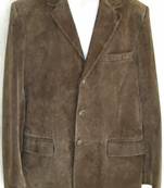 Men's lambskin brown soft suede leather two button blazer jacket