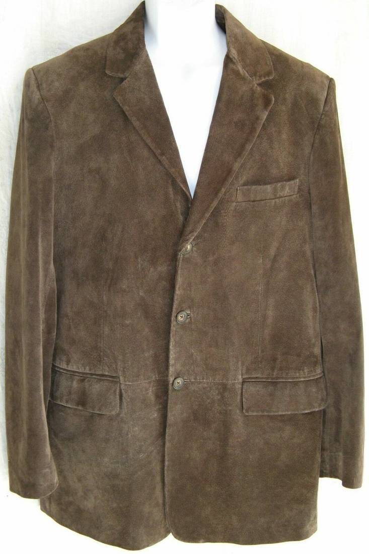 Men's lambskin brown soft suede leather two button blazer jacket