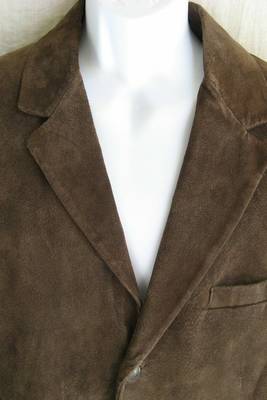 Men's lambskin brown soft suede leather two button blazer jacket 2