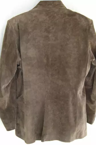 Men's lambskin brown soft suede leather two button blazer jacket