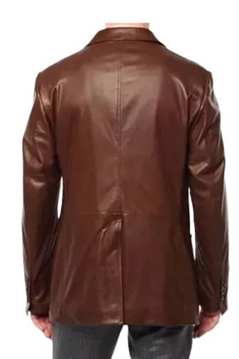Men's dark brown real lambskin leather two button blazer jacket