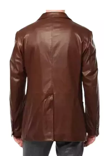 Men's dark brown real lambskin leather two button blazer jacket