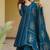 Elegant teal blue designer anarkali dress with palazzo & dupatta