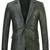 Men's black real genuine leather classic blazer jacket