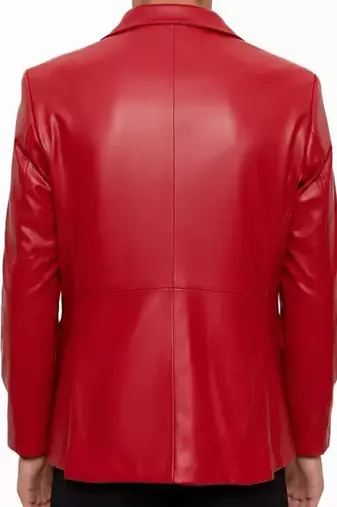 Men's red genuine leather two button lambskin blazer jacket