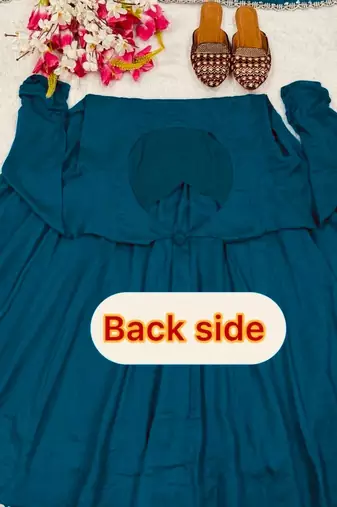 Elegant teal blue designer anarkali dress with palazzo & dupatta