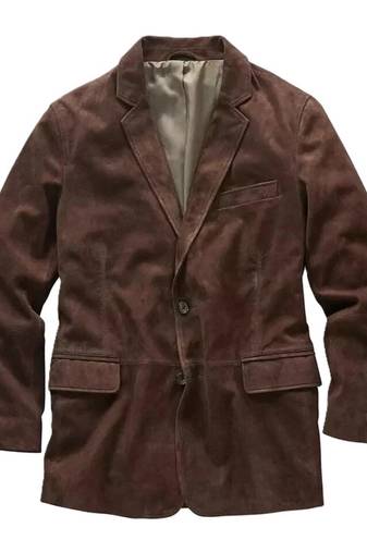 Men's vintage brown real lambskin leather sport coat blazer jacket