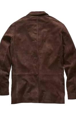 Men's vintage brown real lambskin leather sport coat blazer jacket 2