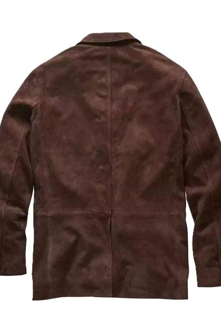 Men's vintage brown real lambskin leather sport coat blazer jacket