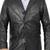 Men's black leather two button real lambskin sport coat blazer