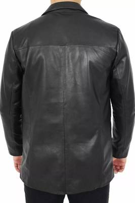 Men's black leather two button real lambskin sport coat blazer 2