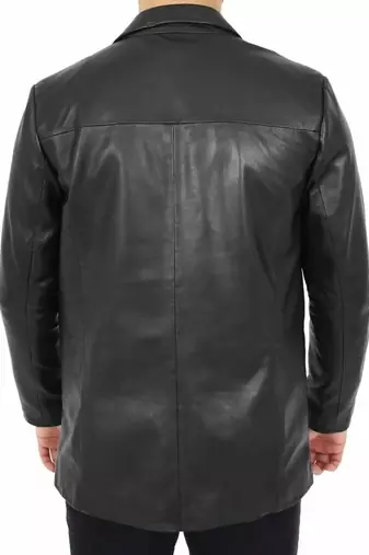 Men's black leather two button real lambskin sport coat blazer
