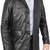 Men's black leather two button real lambskin sport coat blazer