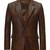 Men's brown genuine lambskin leather hand stitched blazer jacket