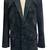 Men's black suede genuine leather two button blazer jacket
