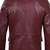 Men's maroon genuine leather two button blazer jacket