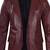 Men's maroon genuine leather two button blazer jacket