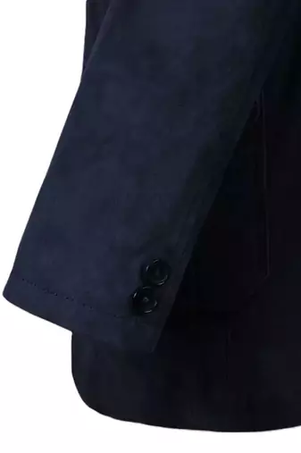 Men's navy blue suede lambskin leather safari blazer jacket