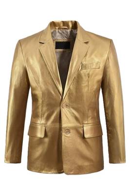 Men's gold genuine leather blazer sport coat 1