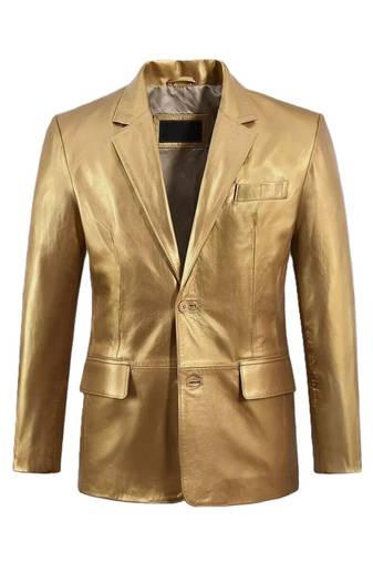 Men's gold genuine leather blazer sport coat