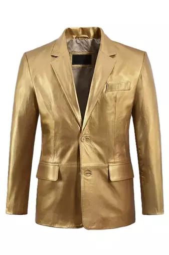 Men's gold genuine leather blazer sport coat