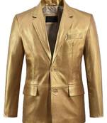 Men's gold genuine leather blazer sport coat