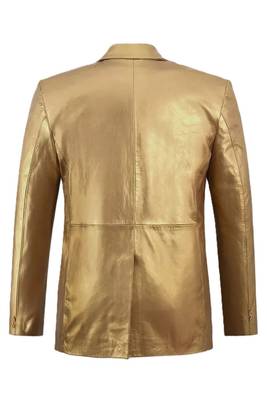 Men's gold genuine leather blazer sport coat 2