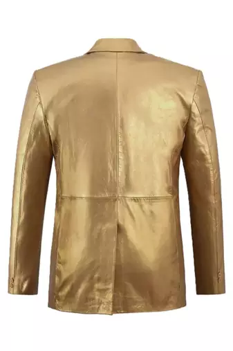 Men's gold genuine leather blazer sport coat